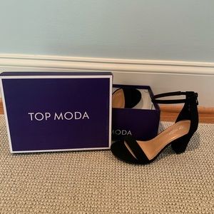 Smooth and sleek black block heels